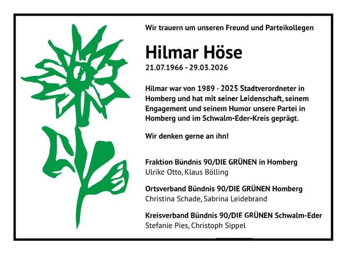 Traueranzeige Hilmar Höse