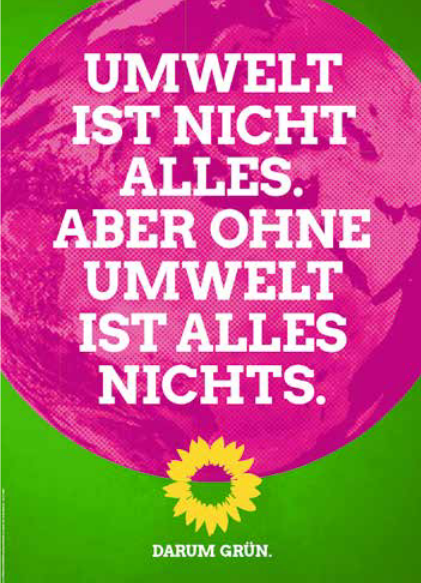 Plakawerbung: UMWELT IST NICHT ALLES. ABER OHNE UMWELT IST ALLES NICHTS.