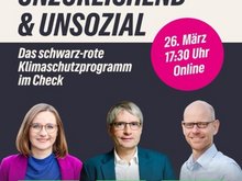 Ein Bild zum Webinar - Unzureichend & unsozial: Das schwarz-rote Klimaschutzprogramm im Check