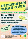 Veranstaltungsflyer von: Jugendbeteiligungsprozess & Jugendbeteiligungswerkstatt am 29.4.2026 zur Umgestaltung der Efzewiesen
