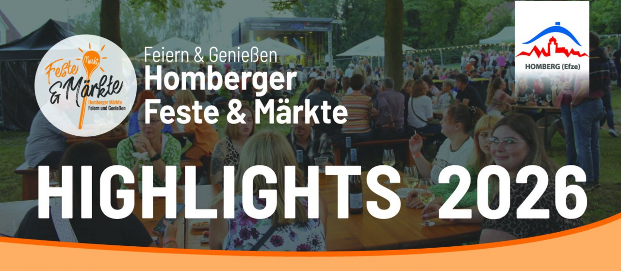 Online-Plakat der Stadt Homberg über Veranstaltungstermine von Feste und Märkte