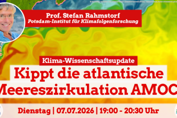 Bild über die Onlineveranstaltung:   Europe Calling Klimawissenschaftsupdate mit Prof. Stefan Rahmstorf: “Kippt die atlantische Meereszirkulation AMOC?”